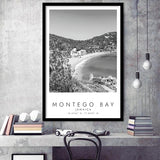 Montego Bay Jamaica Black And White Art Framed Art Prints Wall Art Decor, Framed Picture