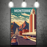 Monterrey Mexico Retro Art Print ,City Art Print, Large Canvas, Canvas Print Wall Art Home Decor