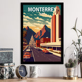Monterrey Mexico Retro Art Print, City Art Print, Framed Art Print Wall Art Home Decor, Framed Picture