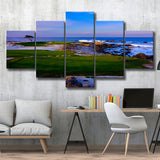 Monterrey Peninsula Country Club, Dunes Course Hole 14, Pebble Beach, California, 5 Panels Canvas Prints Wall Art Decor