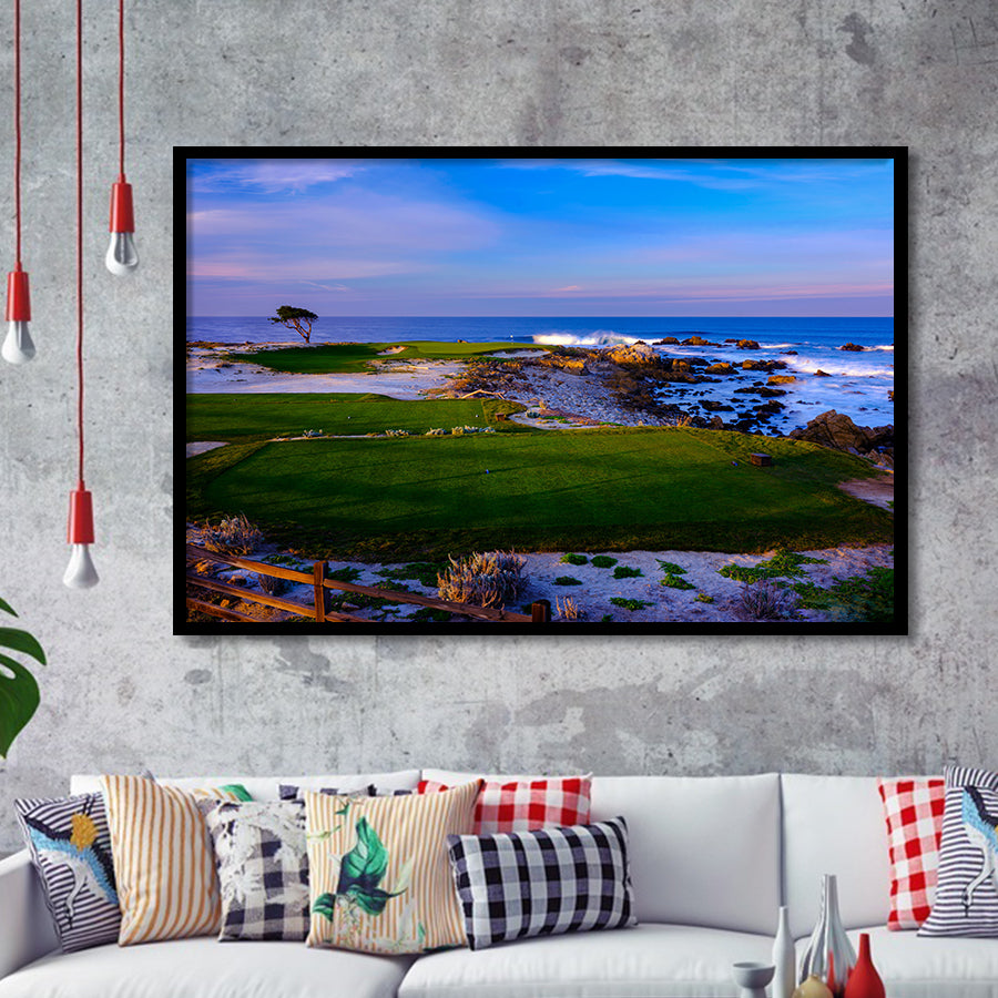 Monterrey Peninsula Country Club, Dunes Course Hole 14, Pebble Beach, California, Golf Sport Print, Framed Art Prints Home Decor