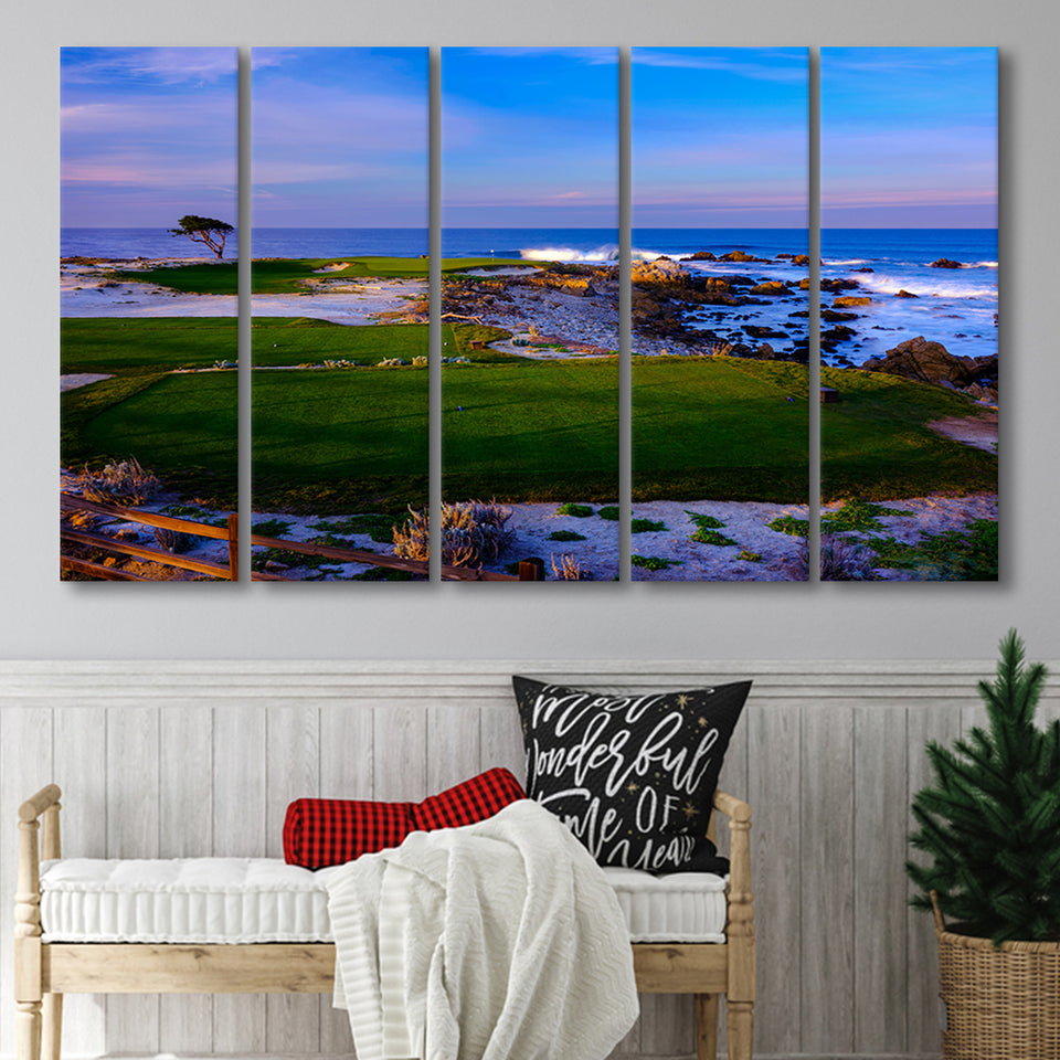 Monterrey Peninsula Country Club, Dunes Course Hole 14, Pebble Beach, California, 5 Panels Extra Large Canvas Prints Wall Art