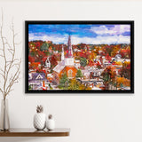 Montpelier Vermont Usa Town Skyline Autumn City Art Watercolor Framed Canvas Prints Wall Art Home Decor,Floating Frame