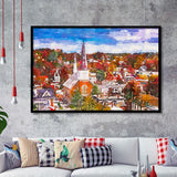 Montpelier Vermont Usa Town Skyline Autumn City Art Watercolor Framed Art Prints Wall Art Decor,Framed Picture
