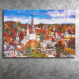 Montpelier Vermont Usa Town Skyline Autumn City Art Watercolor Canvas Prints Wall Art Home Decor, Large Canvas