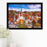 Montpelier Vermont Usa Town Skyline Autumn City Art Watercolor Framed Canvas Prints Wall Art Home Decor,Floating Frame