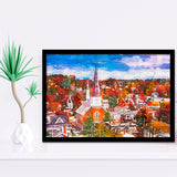 Montpelier Vermont Usa Town Skyline Autumn City Art Watercolor Framed Art Prints Wall Art Decor,Framed Picture