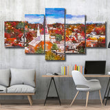Montpelier Vermont Usa Town Skyline Autumn 5 Pieces Mixed Canvas Prints Wall Art Home Decor