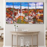 Montpelier Vermont Usa Town Skyline Autumn 5 Pieces Extra Large Canvas Prints Wall Art Home Decor