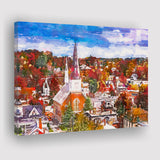 Montpelier Vermont Usa Town Skyline Autumn City Art Watercolor Canvas Prints Wall Art Home Decor, Large Canvas