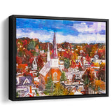 Montpelier Vermont Usa Town Skyline Autumn City Art Watercolor Framed Canvas Prints Wall Art Home Decor,Floating Frame