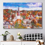 Montpelier Vermont Usa Town Skyline Autumn City Art Watercolor Canvas Prints Wall Art Home Decor, Large Canvas