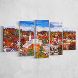 Montpelier Vermont Usa Town Skyline Autumn 5 Pieces Mixed Canvas Prints Wall Art Home Decor