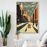 Montreal Canada Retro Art Print, Large Canvas, Framed Canvas Print Wall Art Home Decor, Floating Frame