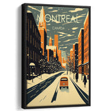 Montreal Canada Retro Art Print, Large Canvas, Framed Canvas Print Wall Art Home Decor, Floating Frame