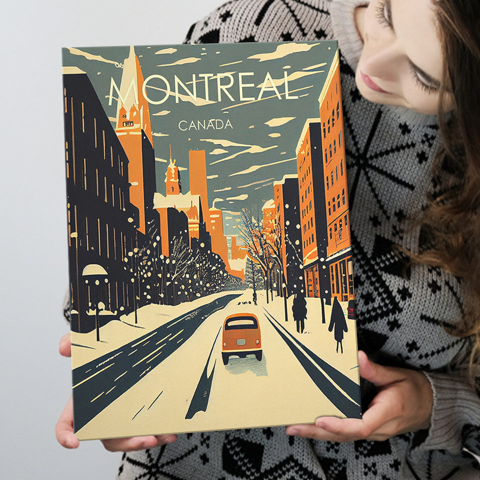 Montreal Canada Retro Art Print ,City Art Print, Large Canvas, Canvas Print Wall Art Home Decor
