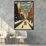 Montreal Canada Retro Art Print, Large Canvas, Framed Canvas Print Wall Art Home Decor, Floating Frame