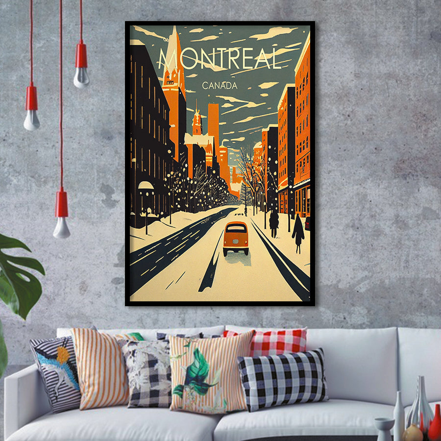 Montreal Canada Retro Art Print, City Art Print, Framed Art Print Wall Art Home Decor, Framed Picture