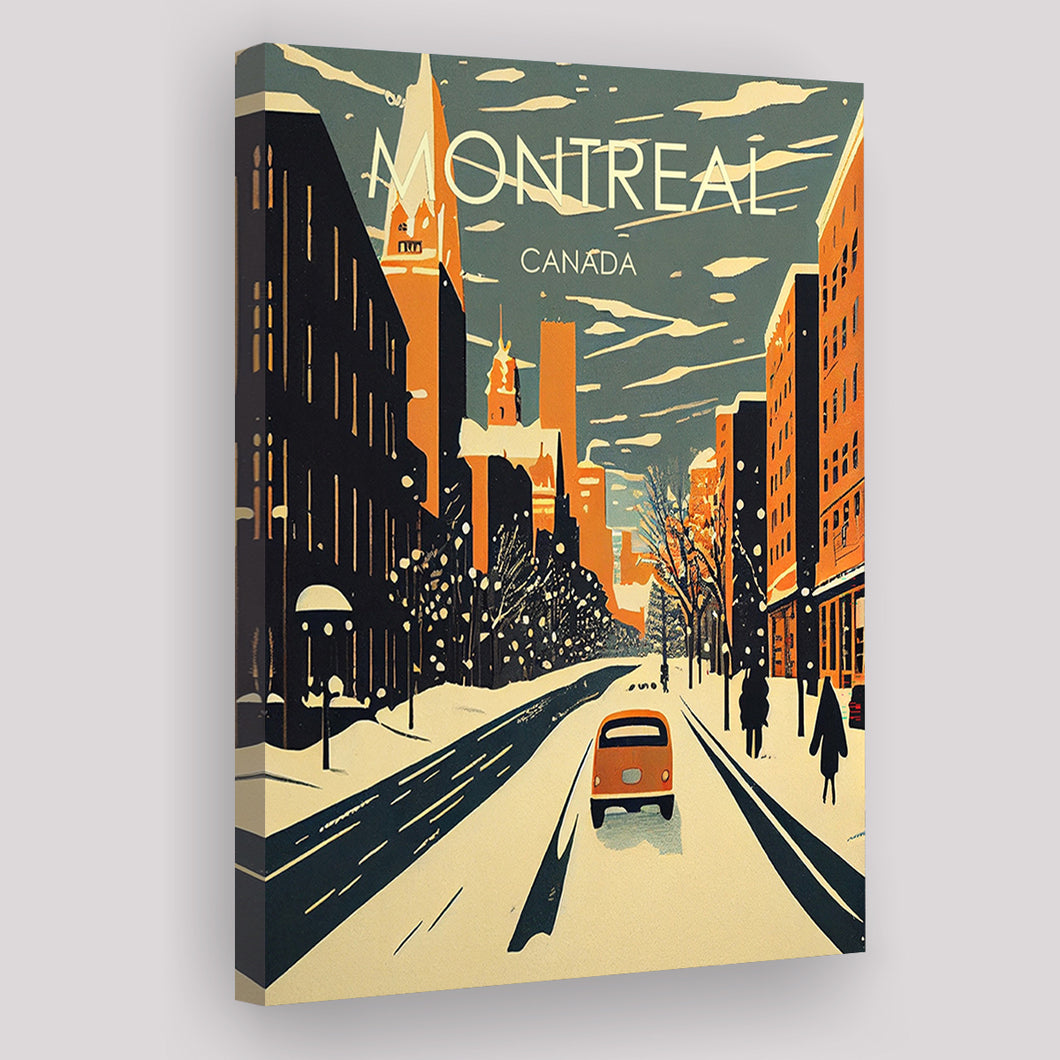 Montreal Canada Retro Art Print ,City Art Print, Large Canvas, Canvas Print Wall Art Home Decor