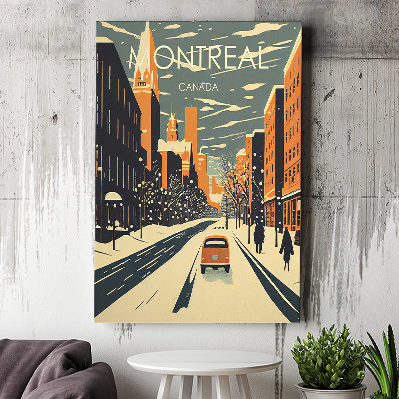 Montreal Canada Retro Art Print ,City Art Print, Large Canvas, Canvas Print Wall Art Home Decor