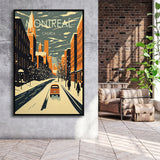 Montreal Canada Retro Art Print, Large Canvas, Framed Canvas Print Wall Art Home Decor, Floating Frame