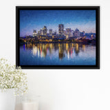 Montreal Downtown View Framed Canvas Prints Wall Art Decor - Paiting Canvas, Art Prints, Floating Frame