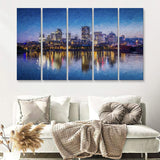 Montreal Downtown View 5 Piece B Canvas Prints Wall Art Decor - Painting Canvas, Multi Panels