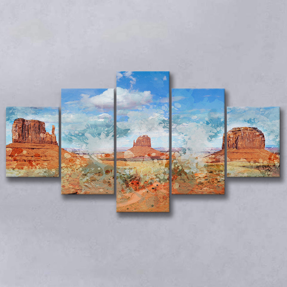 Monument Mesa Abstract 5 Pieces Canvas Prints Wall Art Decor - Painting Canvas, Mixed Canvas, Multi Panels