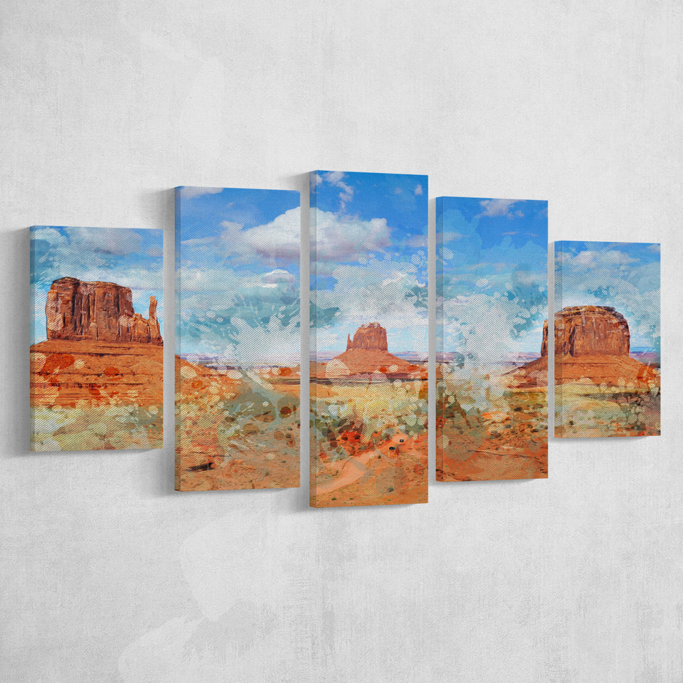 Monument Mesa Abstract 5 Pieces Canvas Prints Wall Art Decor - Painting Canvas, Mixed Canvas, Multi Panels