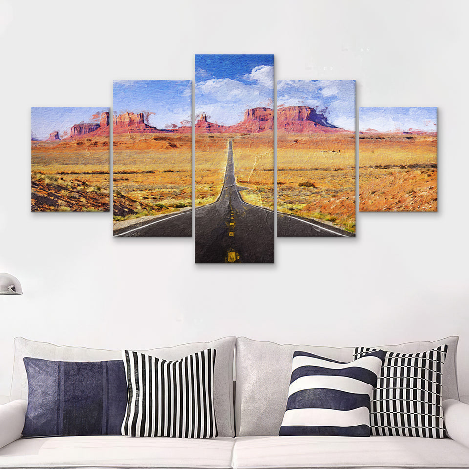 Monument Valley Cool 5 Piece Canvas Prints Wall Art Decor - Painting Canvas, Multi Panels