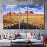 Monument Valley Cool 5 Piece B Canvas Prints Wall Art Decor - Painting Canvas, Multi Panels