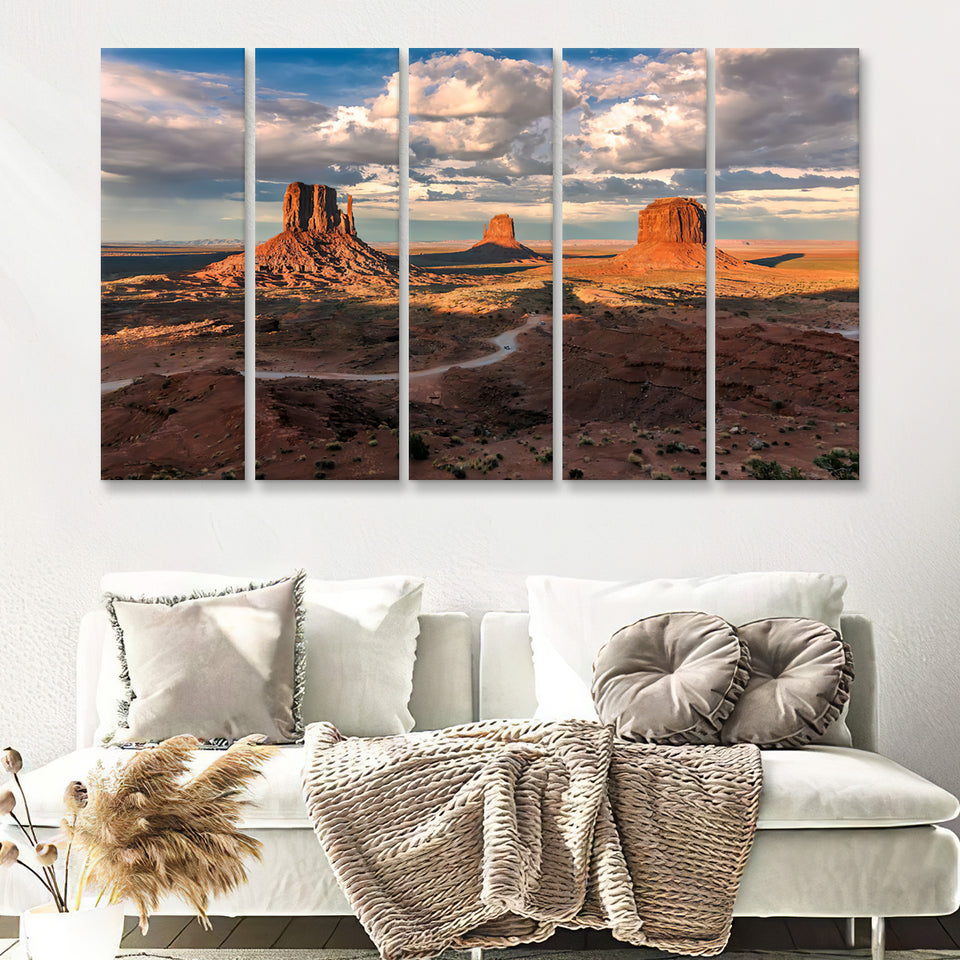 Monument Valley Utah Arizona US 5 Pieces Canvas Prints Wall Art - Painting Canvas, Multi Panels, Wall Decor