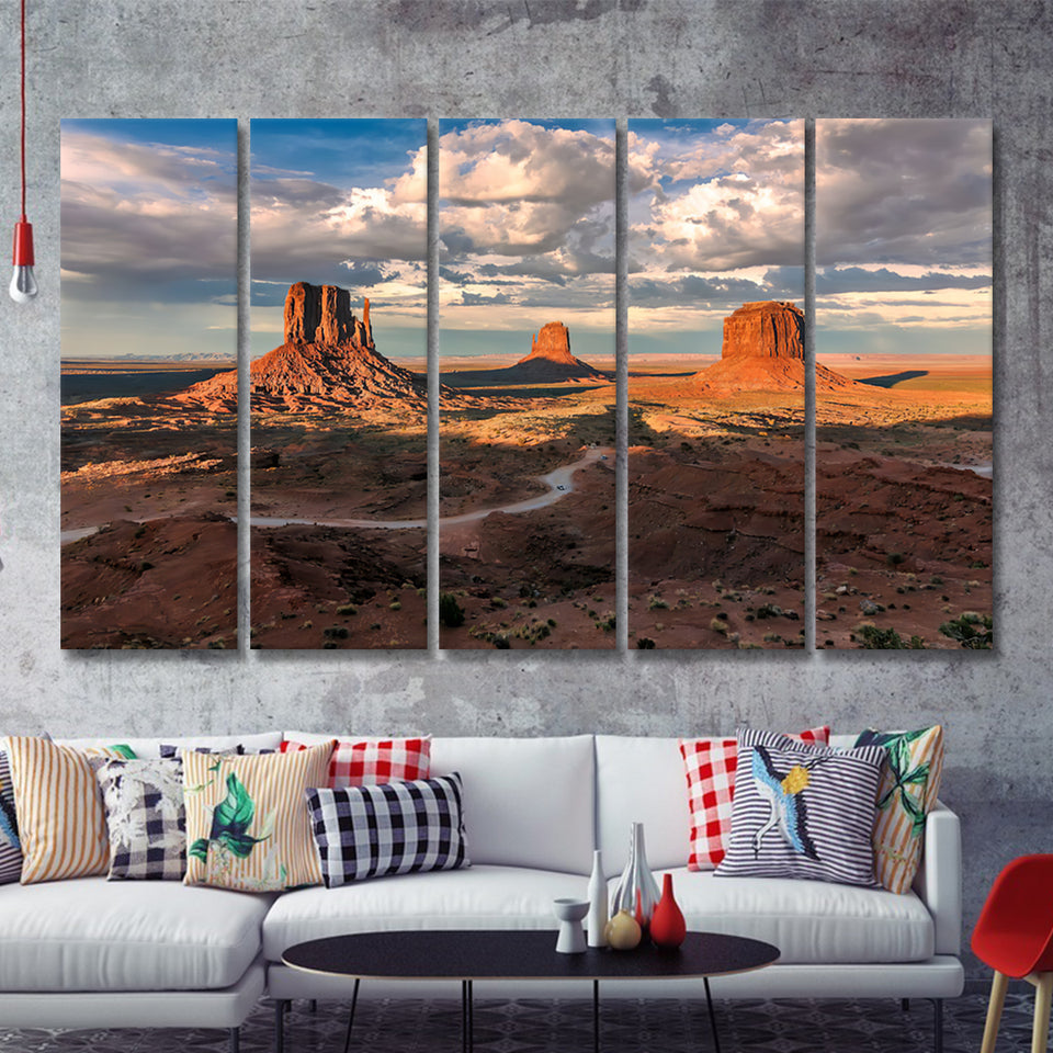 Monument Valley Utah Arizona US 5 Pieces Canvas Prints Wall Art - Painting Canvas, Multi Panels, Wall Decor