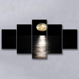 Moon Reflection on the Water Print 5 Pieces Canvas Prints Wall Art Decor - Painting Canvas, Mixed Canvas, Multi Panels