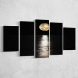 Moon Reflection on the Water Print 5 Pieces Canvas Prints Wall Art Decor - Painting Canvas, Mixed Canvas, Multi Panels