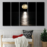 Moon Reflection on the Water Print 5 Piece B Canvas Prints Wall Art Decor, Multi Panels,Large Canvas, Home Decor