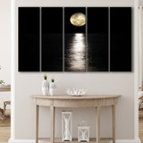 Moon Reflection on the Water Print 5 Piece B Canvas Prints Wall Art Decor, Multi Panels,Large Canvas, Home Decor