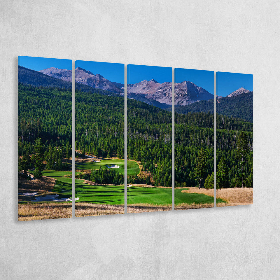 Moonlight Basin Golf Club, The Reserve Course Hole 06, Big Sky, Montana, 5 Panels Extra Large Canvas Prints Wall Art Decor