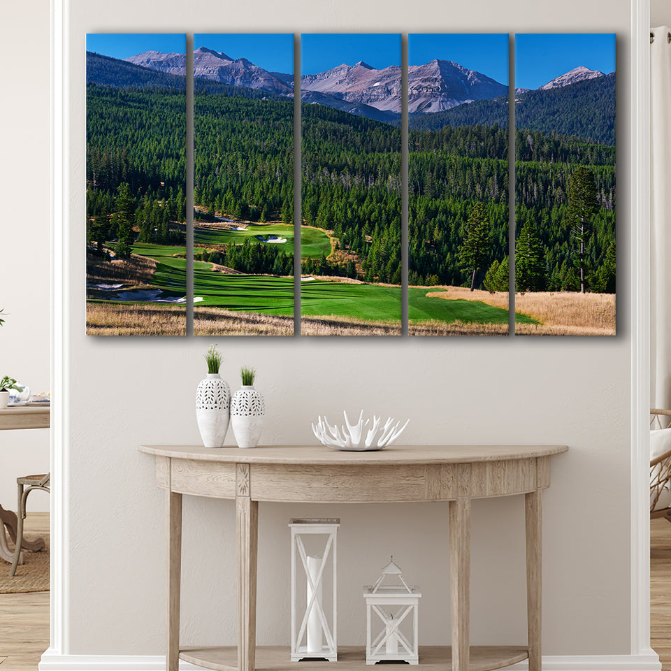 Moonlight Basin Golf Club, The Reserve Course Hole 06, Big Sky, Montana, 5 Panels Extra Large Canvas Prints Wall Art Decor