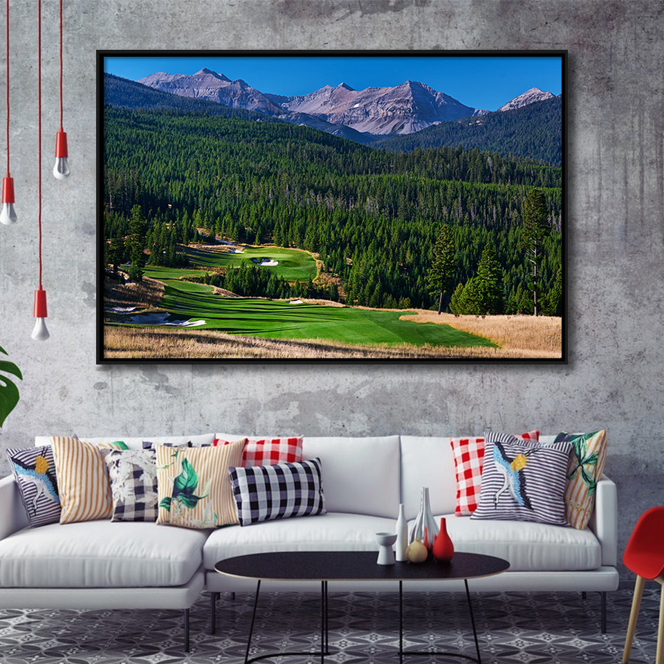 Moonlight Basin Golf Club, The Reserve Course Hole 06, Big Sky, Montana, Framed Canvas Prints Wall Art Decor, Floating Frame