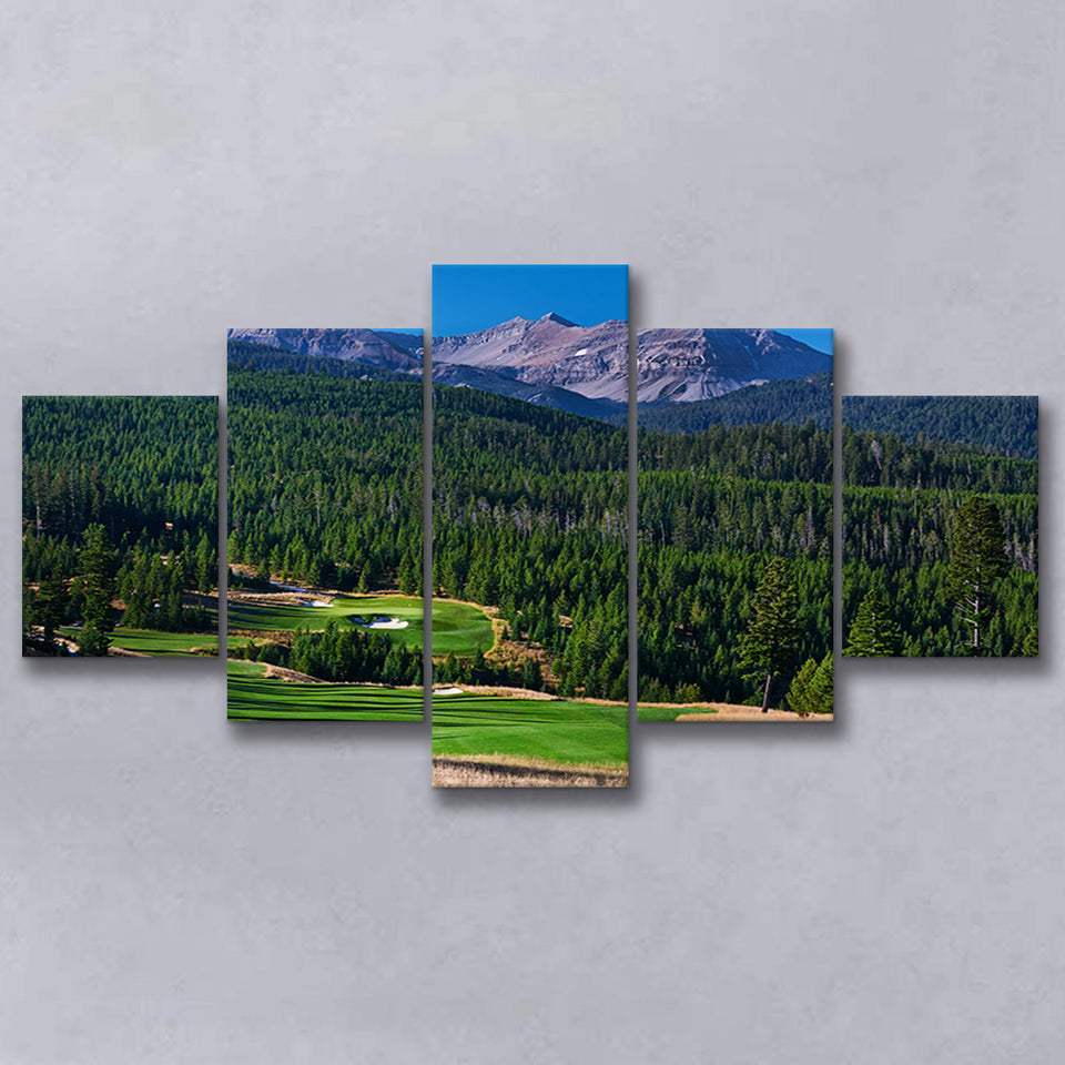Moonlight Basin Golf Club, The Reserve Course Hole 06, Big Sky, Montana, Golf Art Print, 5 Panels Canvas Prints Wall Art
