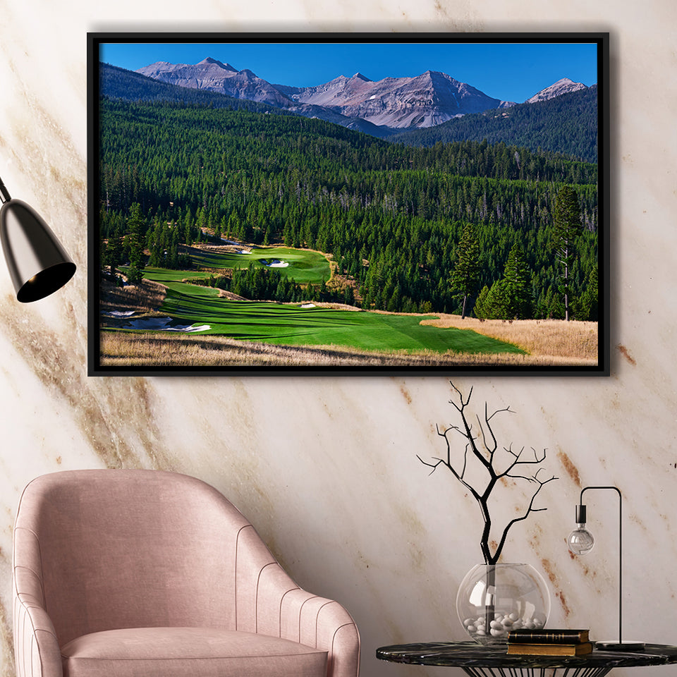 Moonlight Basin Golf Club, The Reserve Course Hole 06, Big Sky, Montana, Framed Canvas Prints Wall Art Decor, Floating Frame