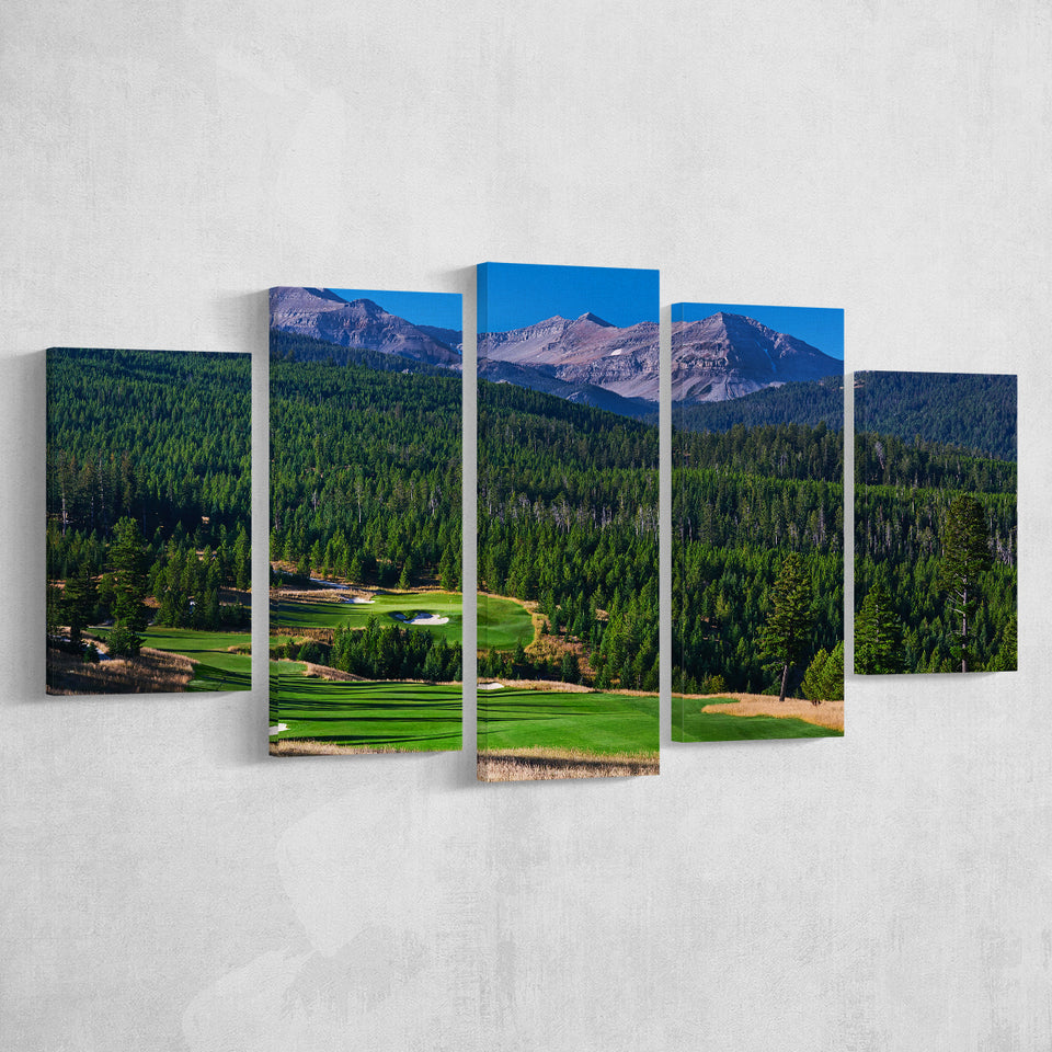Moonlight Basin Golf Club, The Reserve Course Hole 06, Big Sky, Montana, Golf Art Print, 5 Panels Canvas Prints Wall Art