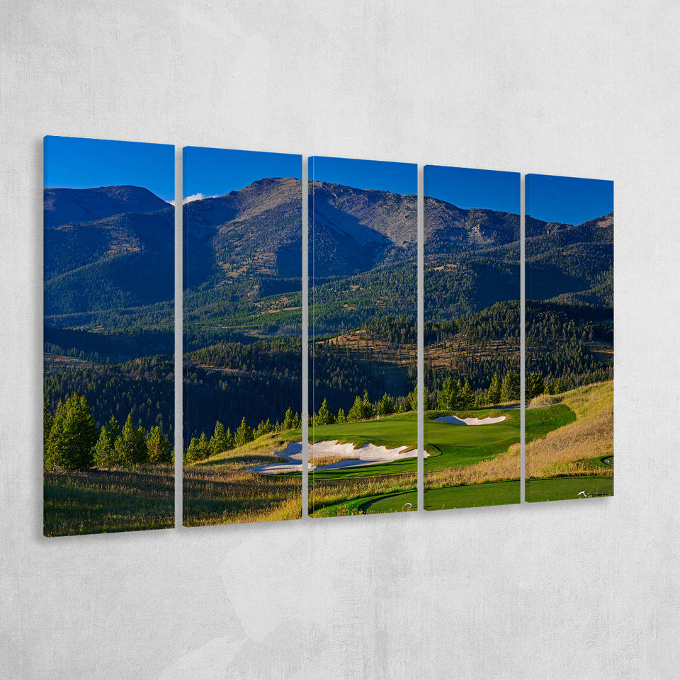 Moonlight Basin Golf Club, The Reserve Course Hole 11, Big Sky, Montana, 5 Panels Extra Large Canvas Prints Wall Art Decor