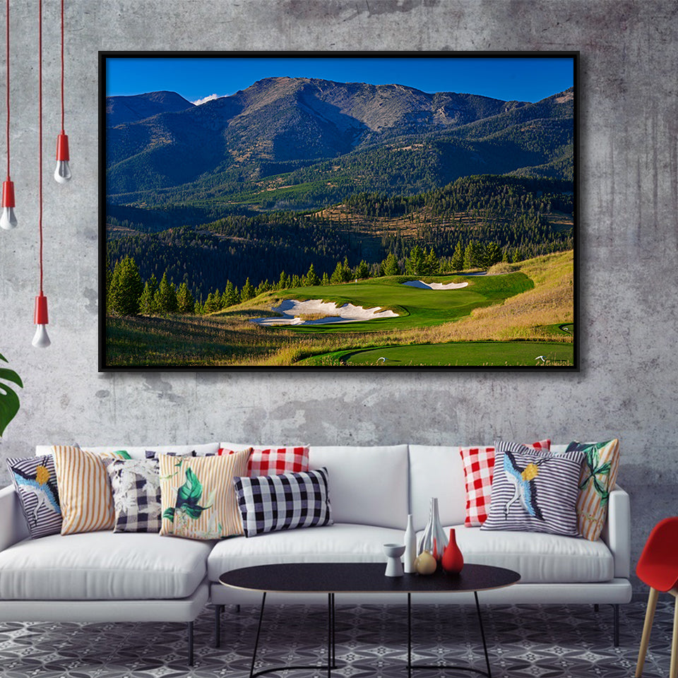 Moonlight Basin Golf Club, The Reserve Course Hole 11, Big Sky, Montana, Framed Canvas Prints Wall Art Decor, Floating Frame