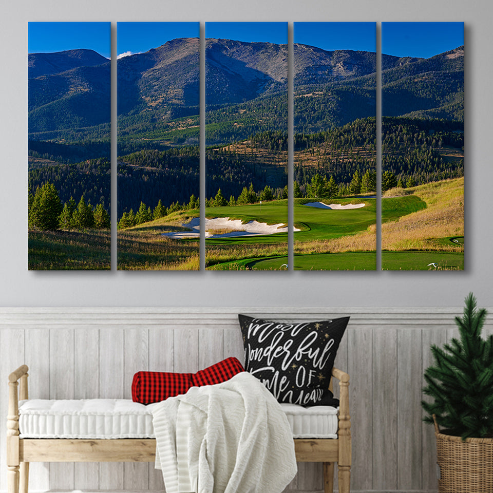 Moonlight Basin Golf Club, The Reserve Course Hole 11, Big Sky, Montana, 5 Panels Extra Large Canvas Prints Wall Art Decor