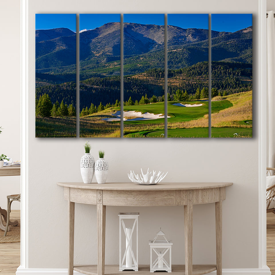 Moonlight Basin Golf Club, The Reserve Course Hole 11, Big Sky, Montana, 5 Panels Extra Large Canvas Prints Wall Art Decor