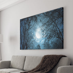 Moonlit Forest Night Canvas Prints Wall Art - Painting Canvas, Art Prints, Wall Decor, Home Decor, Prints for Sale