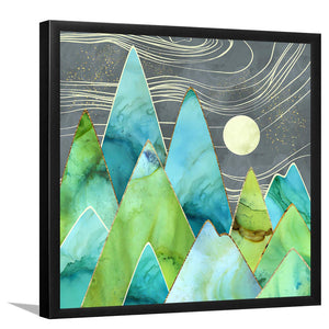 Moonlit Mountains - Mountain Art, Art Print, Frame Art