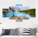 Moraine Lake 5 Piece Canvas Prints Wall Art Decor - Painting Canvas, Multi Panels